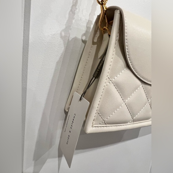 Charles & Keith Roza Beaded Handle Scarf Bag in Cream NWT - Picture 15 of 16